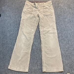 Athleta Duster Washed Velvet Cargo Pants Tan Low Rise Straight Leg Women 32x29